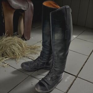 E Vogel Riding‎ Boots Women 6 Black Leather Lace Up Equestrian Horse Tall Custom